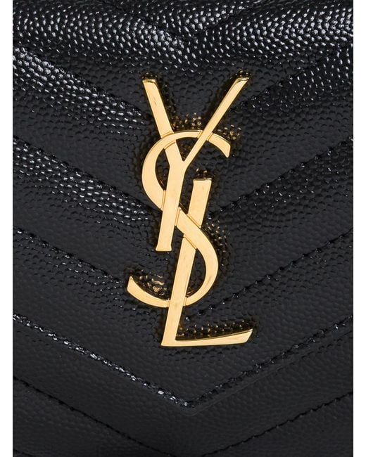 Saint Laurent Black Wallet Grain De Poudre Leather Calf
