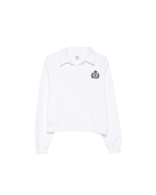 Sporty & Rich White Embroidered-Logo Sweatshirt