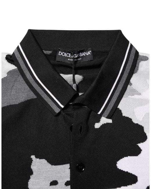 Dolce & Gabbana Black Camo Polo Shirt for men