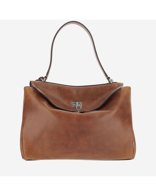 Balenciaga Brown Shoulder Bag Rodeo Domesticated Lamb Leather