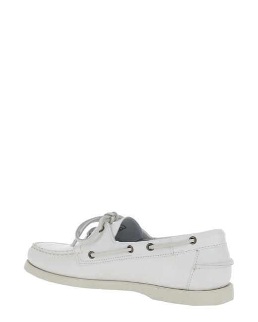 Sebago White Docksides Portland for men