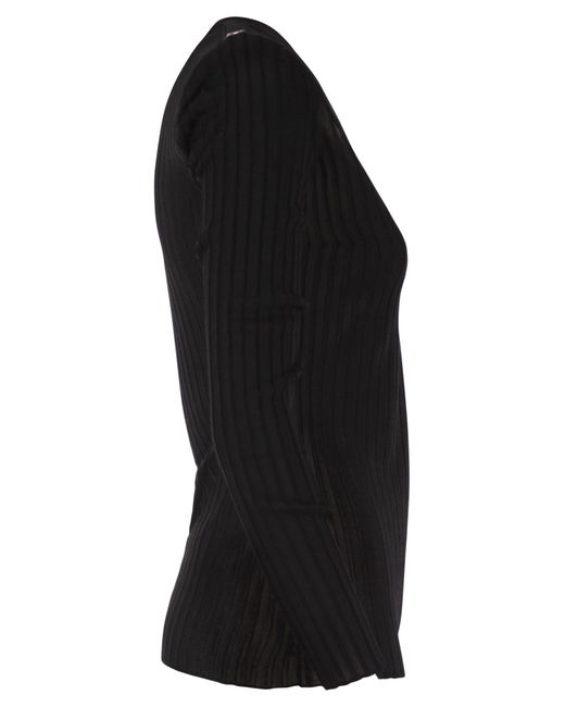 Elisabetta Franchi Black Viscose Knit Shirt With Logo Details
