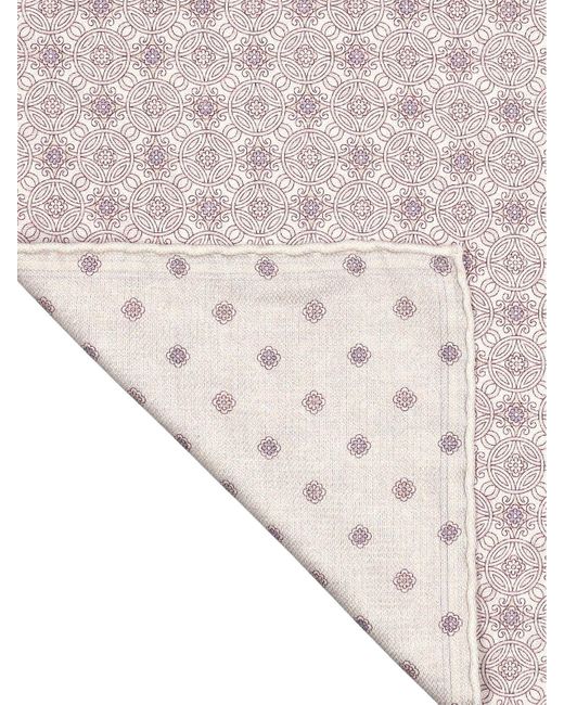 Brunello Cucinelli Pink Geometric-Printed Finished Edge Pocket Square for men