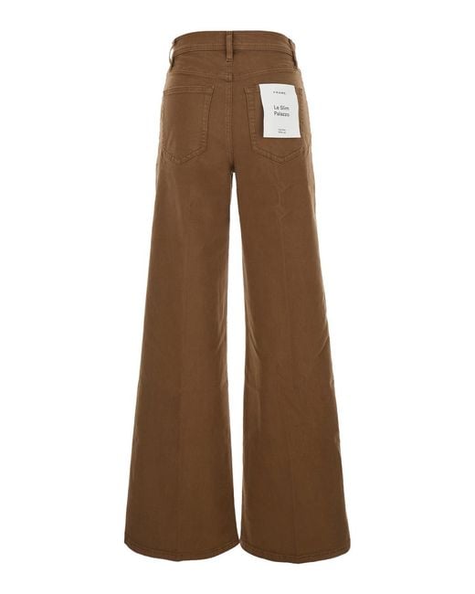 FRAME Brown Jeans Le Slim Palazzo Wide Leg Cotton Polyester Elastane