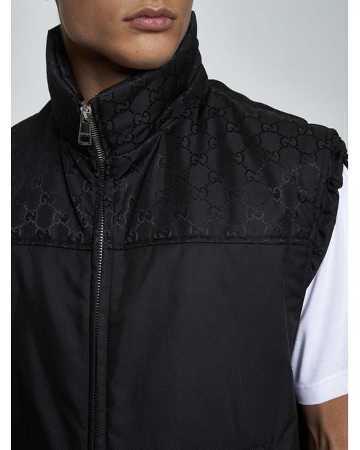 Gucci Black Gg Padded Nylon Down Vest for men