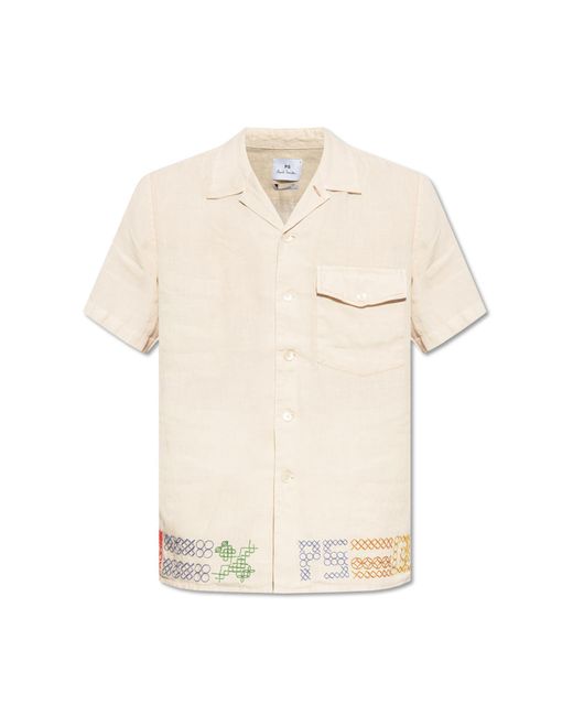 PS by Paul Smith Natural Linen Shirt With Short Sleeves for men