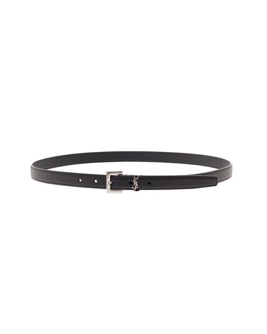 Saint Laurent Black Belt Cassandra Calf Leather for men