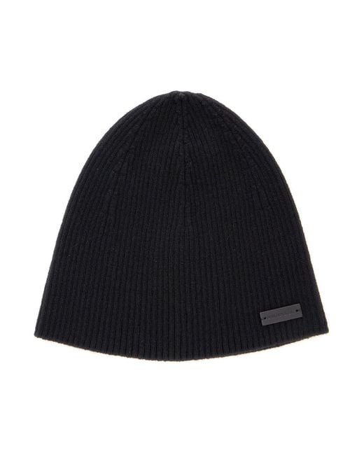 Saint Laurent Blue Beanie With Logo Patch for men