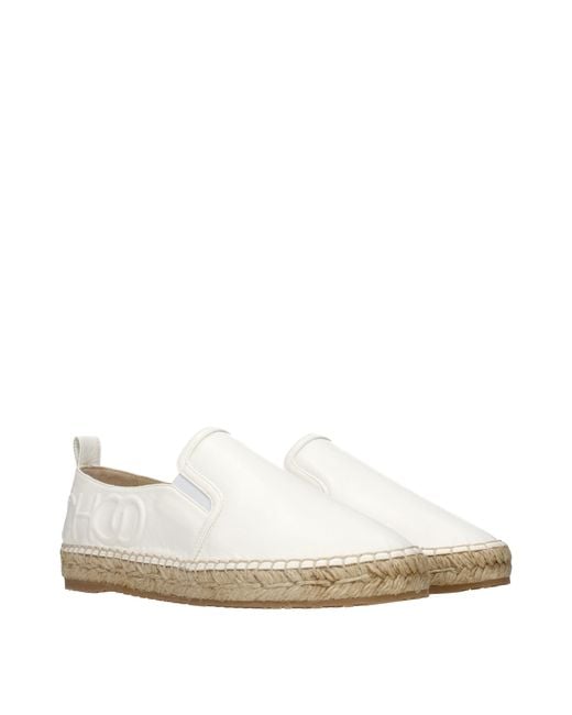 Jimmy Choo White Lychee Espadrilles Leather/Latte