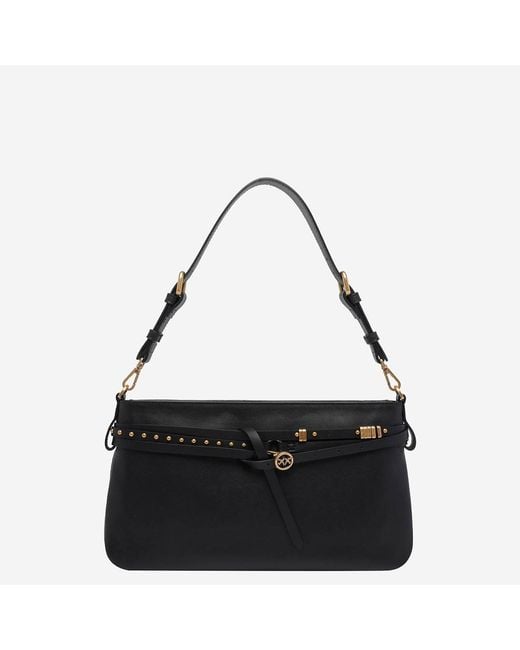 Pinko Black Leather Shoulder Bag