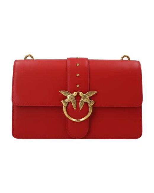Pinko Love One Classic Shoulder Bag In Leather in Red Lyst UK