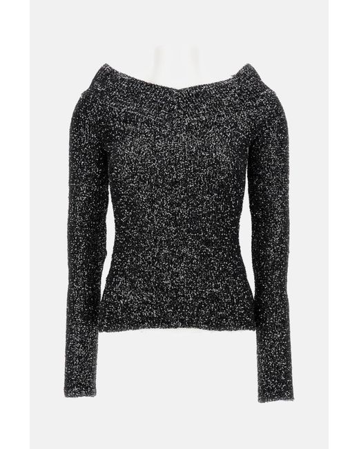 Stella McCartney Black Long-Sleeve Sparklinh Top With Sequins