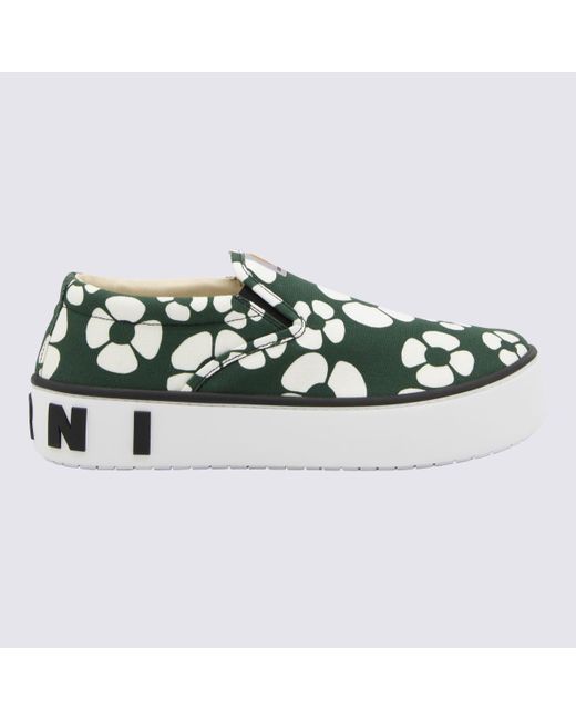 Marni Green And Canvas Slip On Sneakers for men