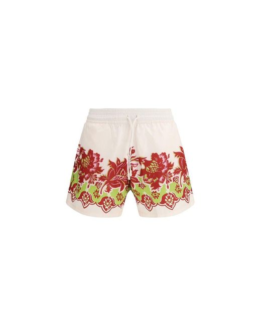 Etro Red Multicolor Polyester Shorts for men