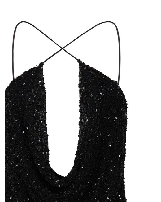 retroféte Black Low-Cut Sequin Dress