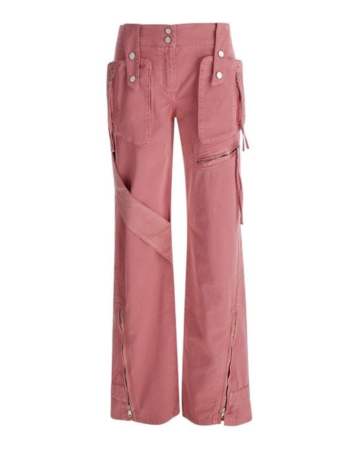 Blumarine Pink Cargo Trousers With Satin Inserts