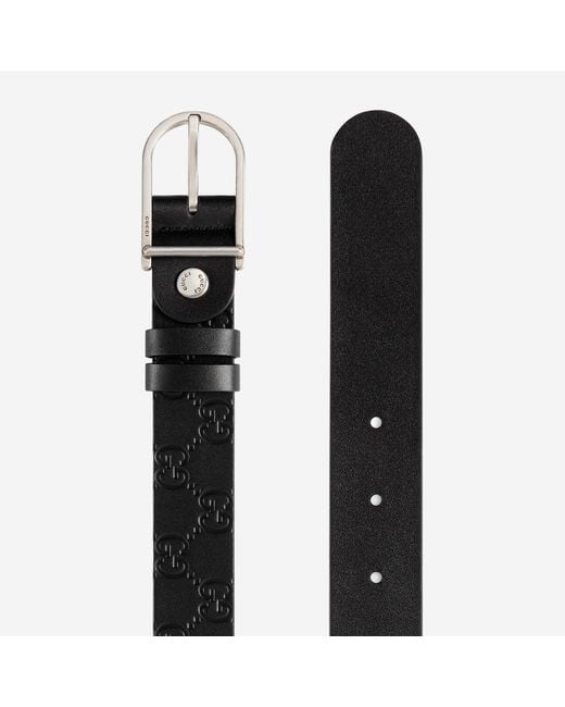 Gucci Black Reversible Belt With Rounded Buckle Leather for men