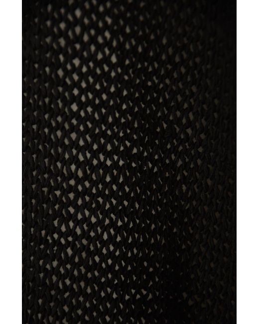 Roberto Collina Black V-Neck Perforated Rib Trim Sweater