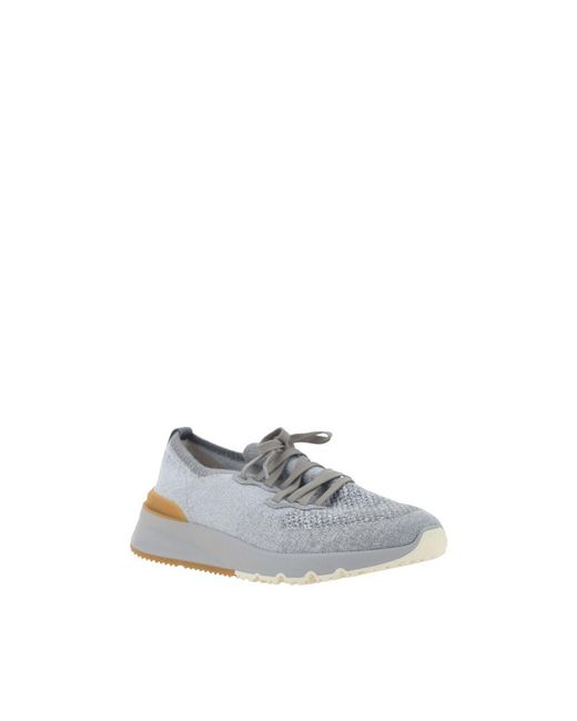Brunello Cucinelli Gray Cotton Athletic Sneakers for men