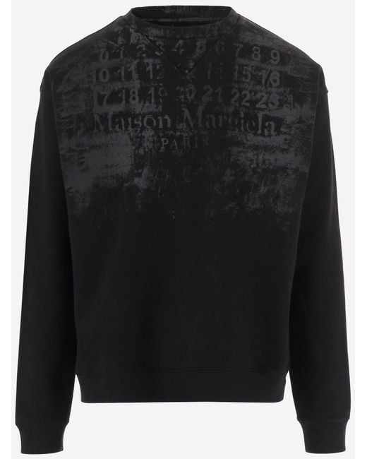 Maison Margiela Black Cotton Crewneck Sweatshirt Sweatshirts for men