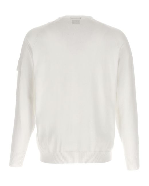 C P Company White The Metropolis Series Sweater, Cardigans for men