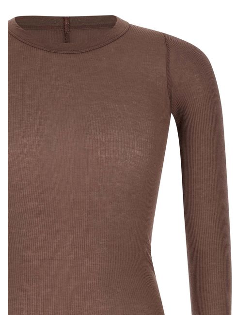 Rick Owens Brown Ribbed T-Shirt for men