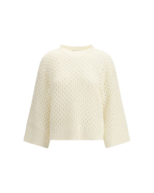 Fabiana Filippi Natural Jumper Platinum Yarn With Micro Sequins Fleece Wool