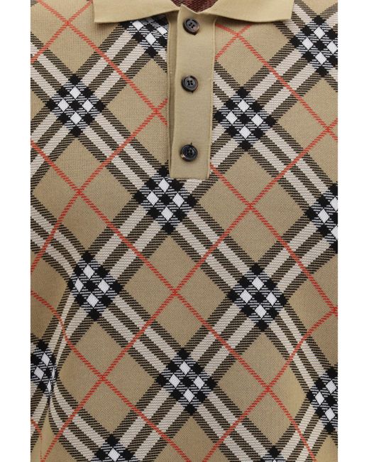 Burberry Multicolor Check Cotton Blend Polo Shirt Sand Ip Cotton; Polyamide; Elastane for men