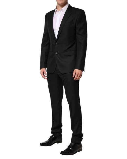 Dolce & Gabbana Black Jacquard Single Breasted 2 Piece Suit for men