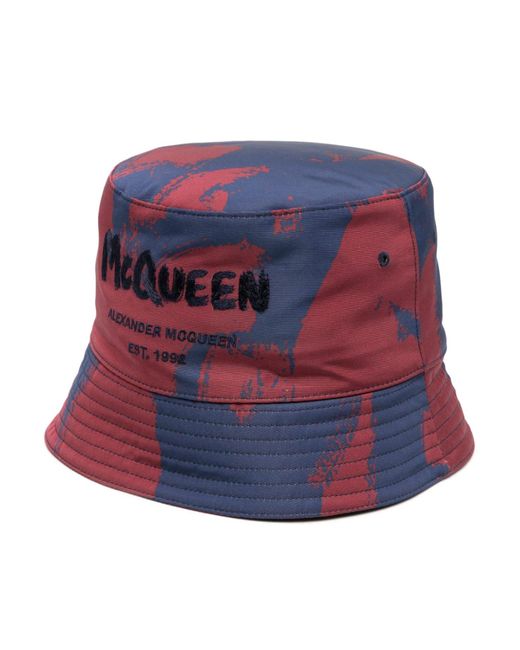 Alexander McQueen Blue Graffiti-print Bucket Hat for men