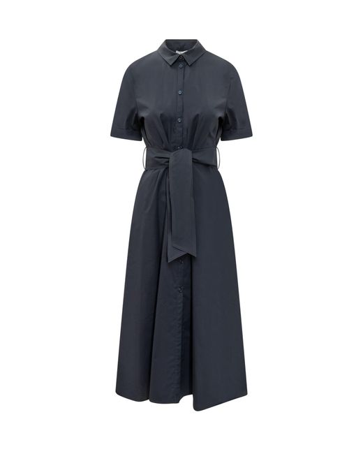 Woolrich Blue Long Dress With Belt