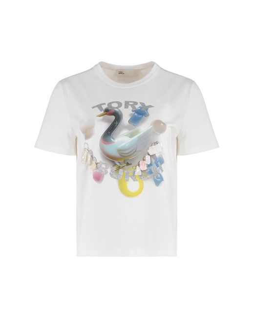 Tory Burch White Cotton Crew-Neck T-Shirt T-Shirts & Jerseys