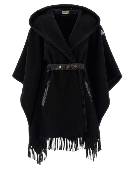 Moncler Black Wool Cape