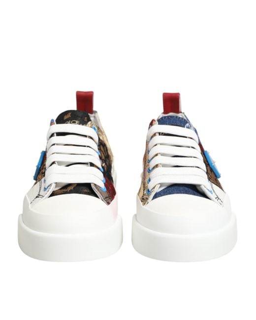 Dolce & Gabbana Multicolor Patchwork Low Top Sneakers Shoes Co+Se+Vi+05Lf