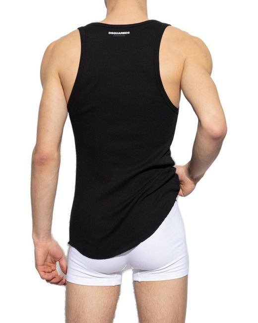 DSquared² Black Two-Pack Sleeveless T-Shirts for men