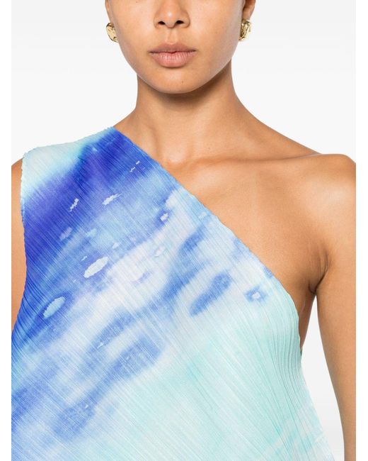Pleats Please Issey Miyake Blue Top Polyester