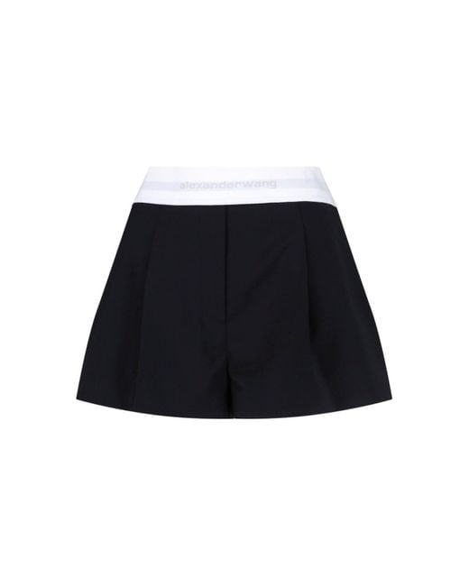 Alexander Wang Black High-Waisted Wool Shorts With Elastic Waist