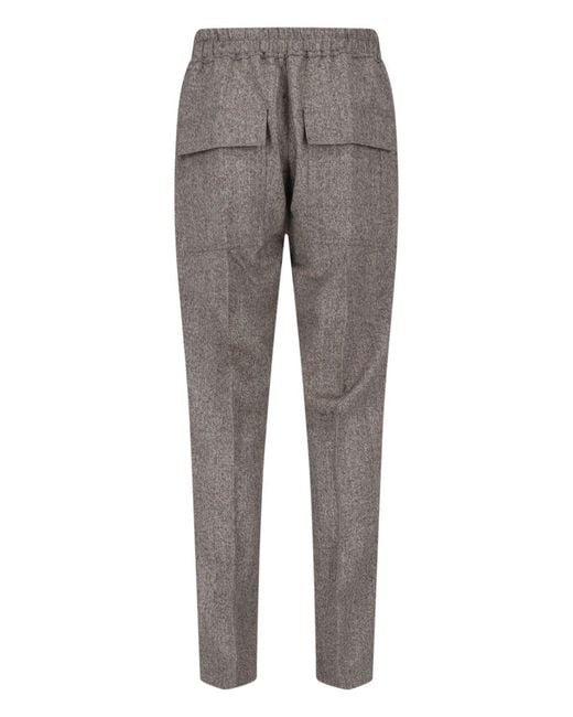 Rick Owens Gray Pantalon Drawstring Slim Long Noir Mélangé Trousers for men