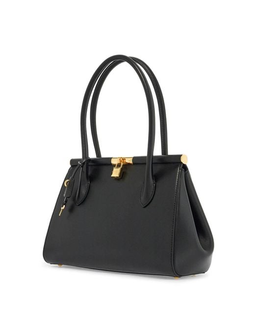 Dolce & Gabbana Black Calfskin Handbag With Snap Closure