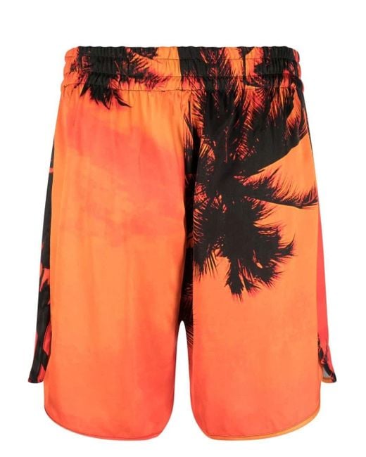 BLUE SKY INN Orange Printed Swimming Trunks for men