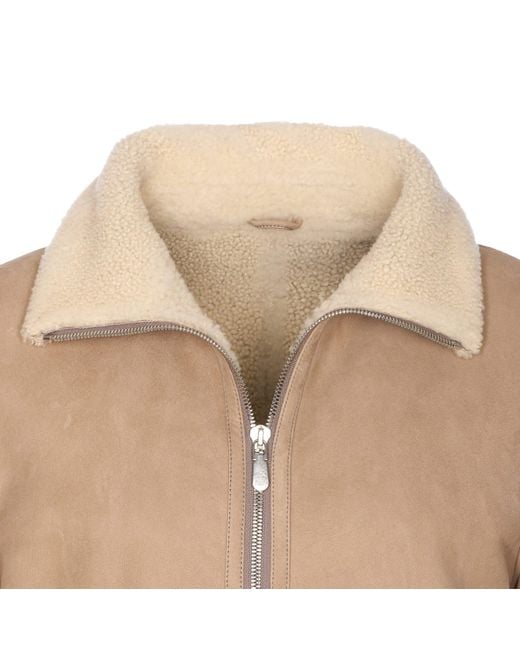 Brunello Cucinelli Natural Suede Shearling Curly Bomber for men