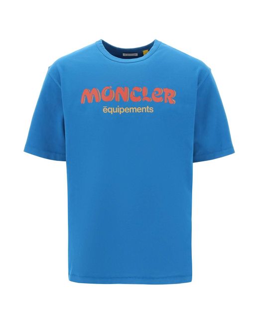 Moncler Genius Blue Cotton T-Shirt With Logo