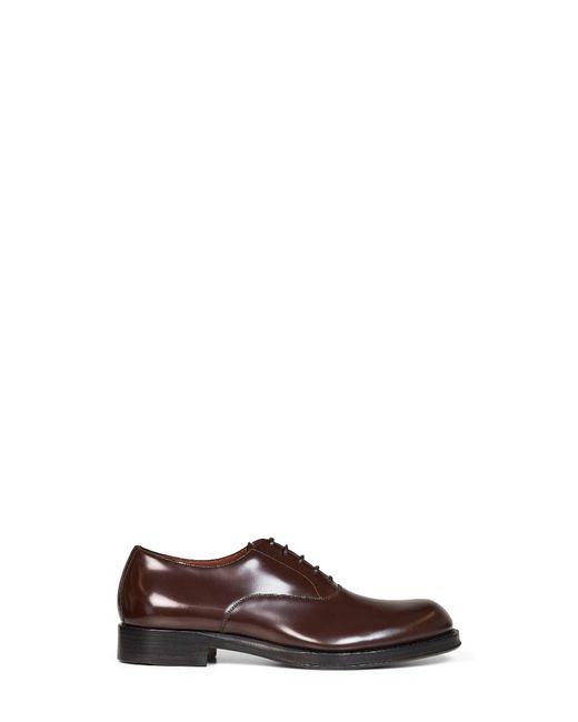 Dries Van Noten Brown Dark Brushed Leather Derby Shoes for men