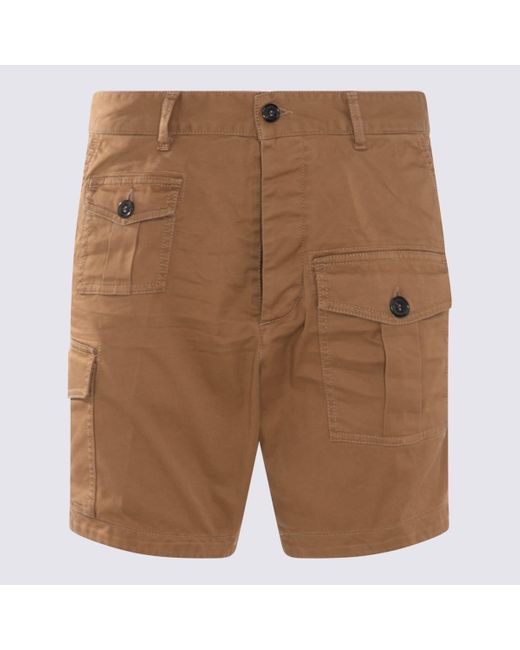 DSquared² Brown Camel Cotton Shorts for men
