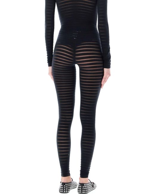 Alaïa Black Sheer Stripes legging