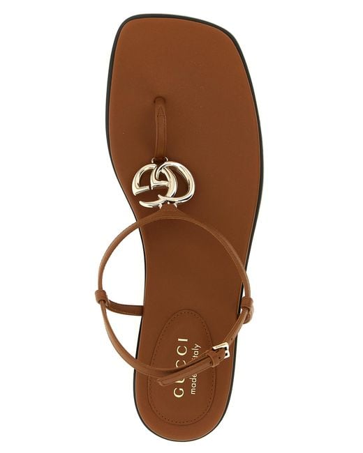 Gucci Brown Calfskin Flat Sandals