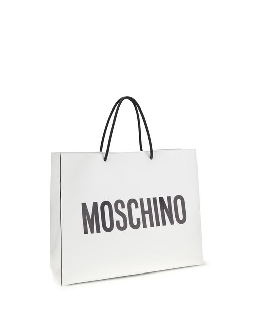 Moschino White Shoulder Bag Calf Leather Handbags