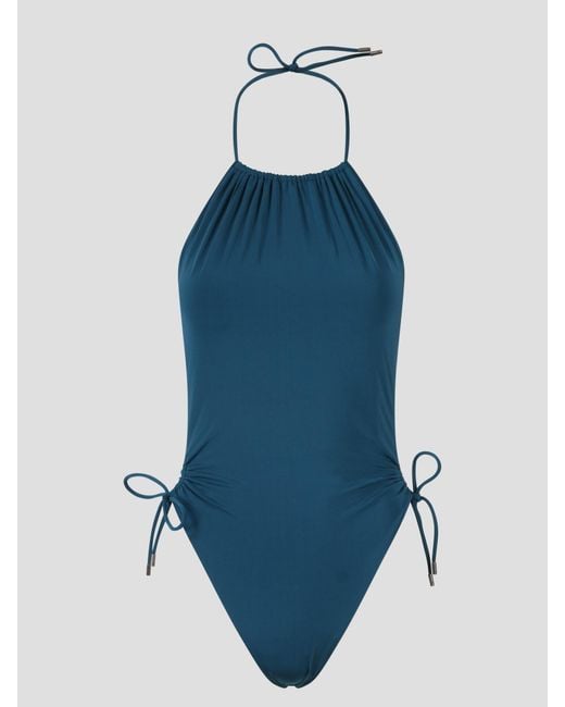 Saint Laurent Blue Halterneck Swimsuit