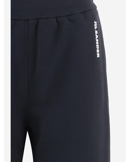 Jil Sander Blue Cotton Trousers With Logo