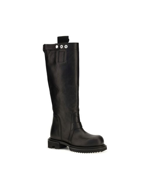 Rick Owens Black Calf Leather Bos Taurus Rain Boots